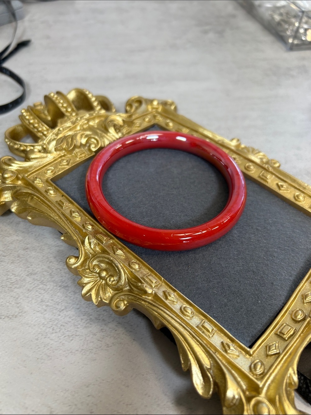 Red Glossy Glass Bangle Bracelet